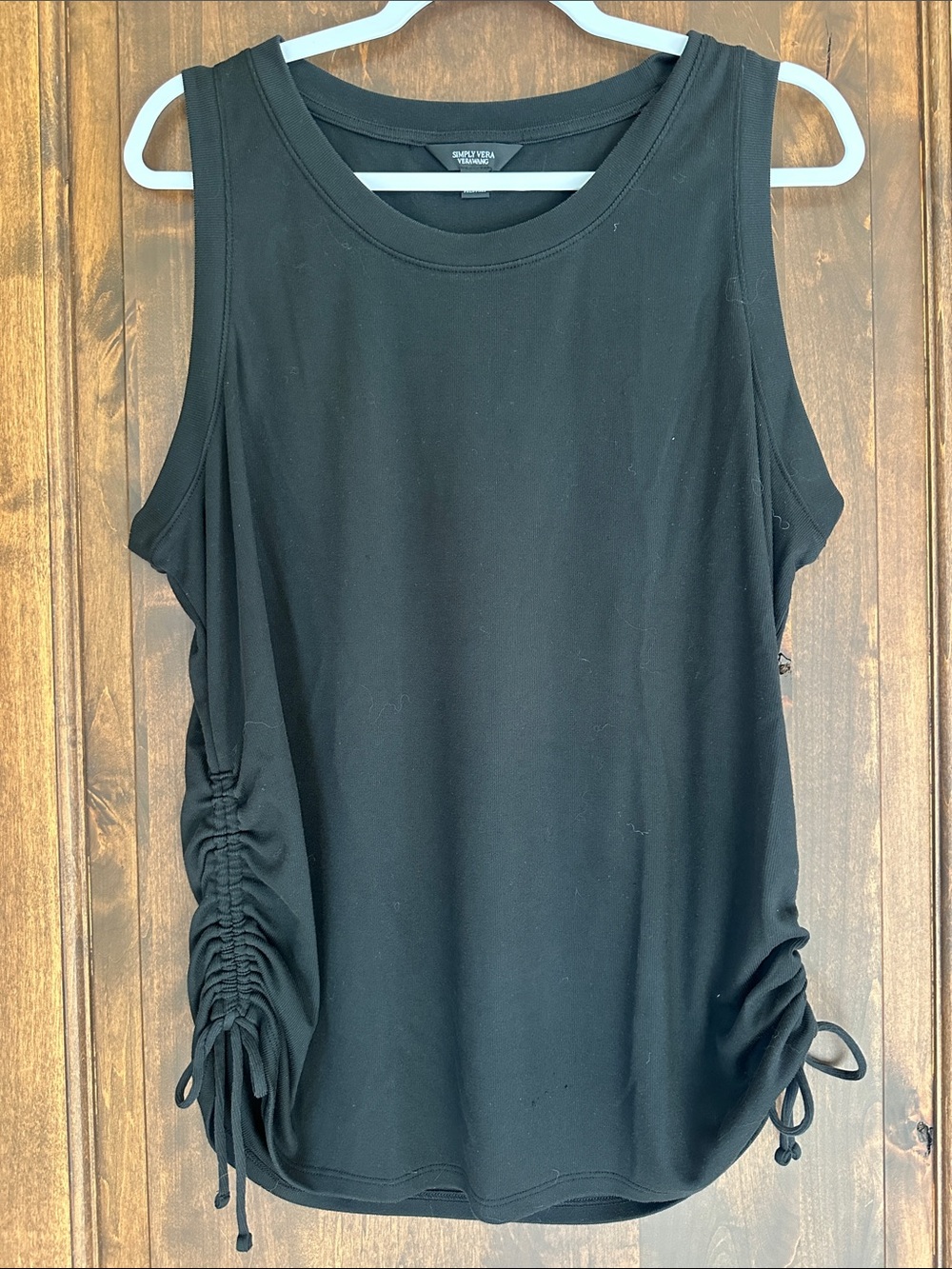 Simply Vera Vera Wang Black Sleeveless Side-Ruche Tank